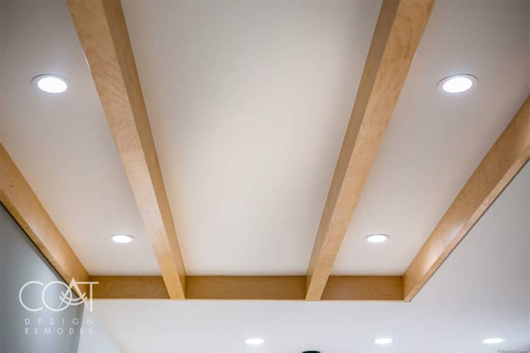 COAT Design Remodel - Recessed ceiling with wooden beams and valances